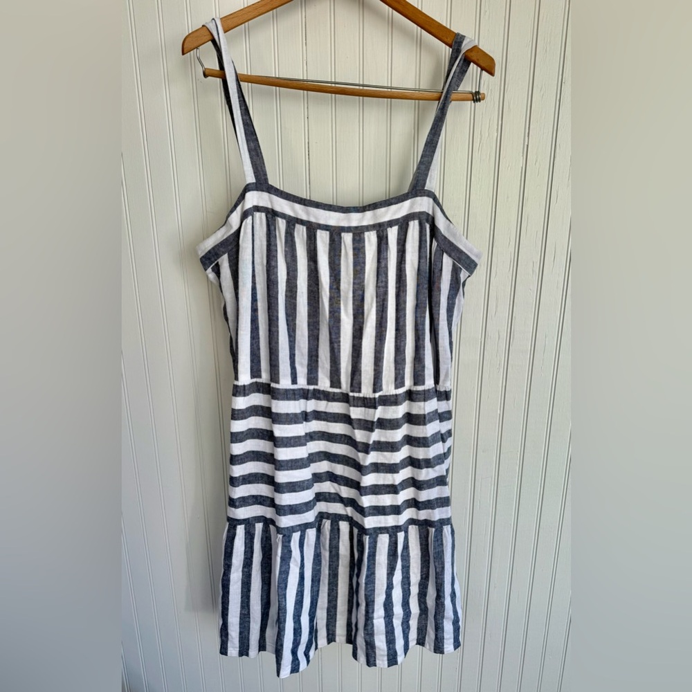 LOFT Blue and White Striped Dress Size L